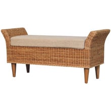 Serafim Mango Wood & Boucle Ottoman Bench